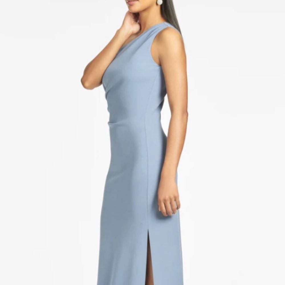 Sachin and Babi 4-way Stretch Crepe Gown-Slate Blue size 12